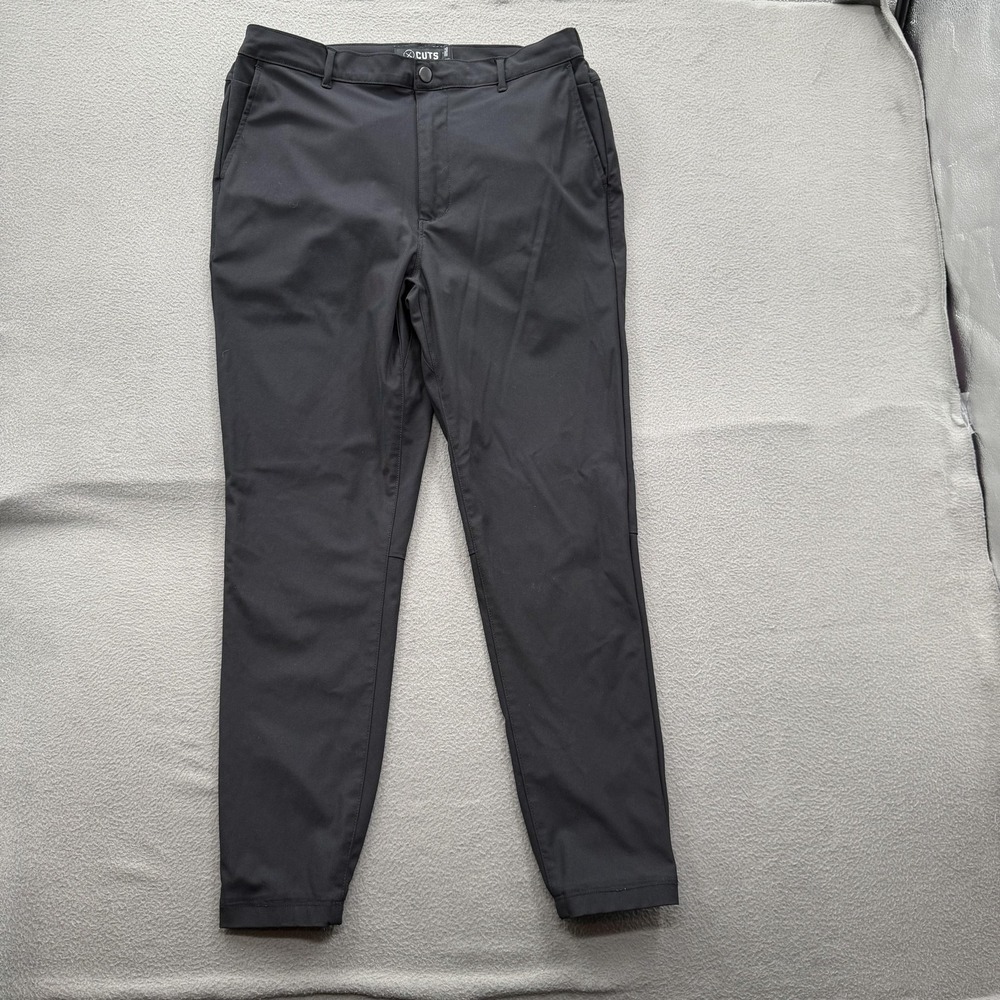 Cuts Jogger Pants Mens Large 32x28 Black Slim Fit Stretch‎ Cuffed Performance